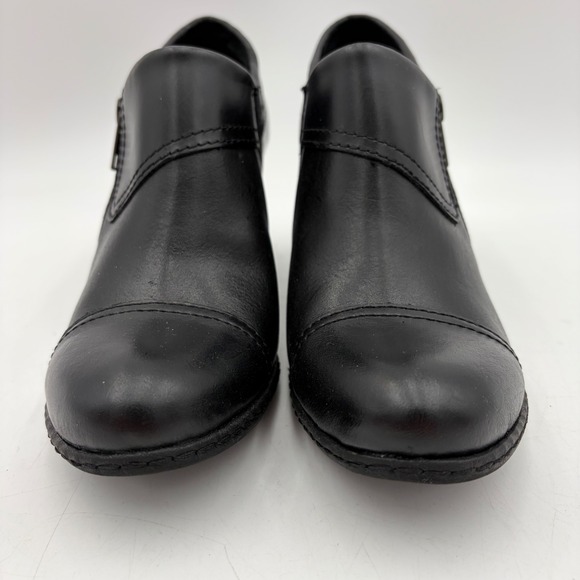 B.O.C. Born Concept Ankle Booties Heels Women 6 Black Leather Chunky Biker Zip - Picture 4 of 10